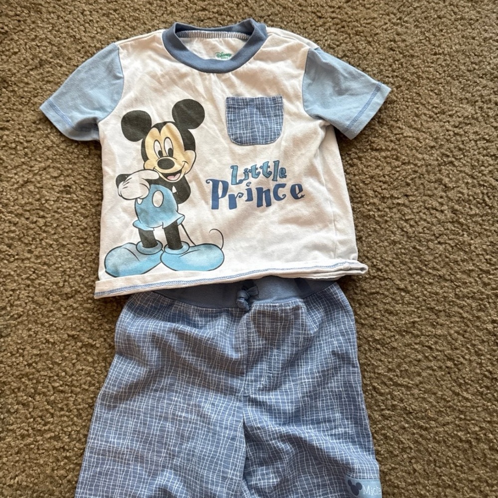 Disney Mickey Mouse Little Prince Pajama Set - Blue and White
